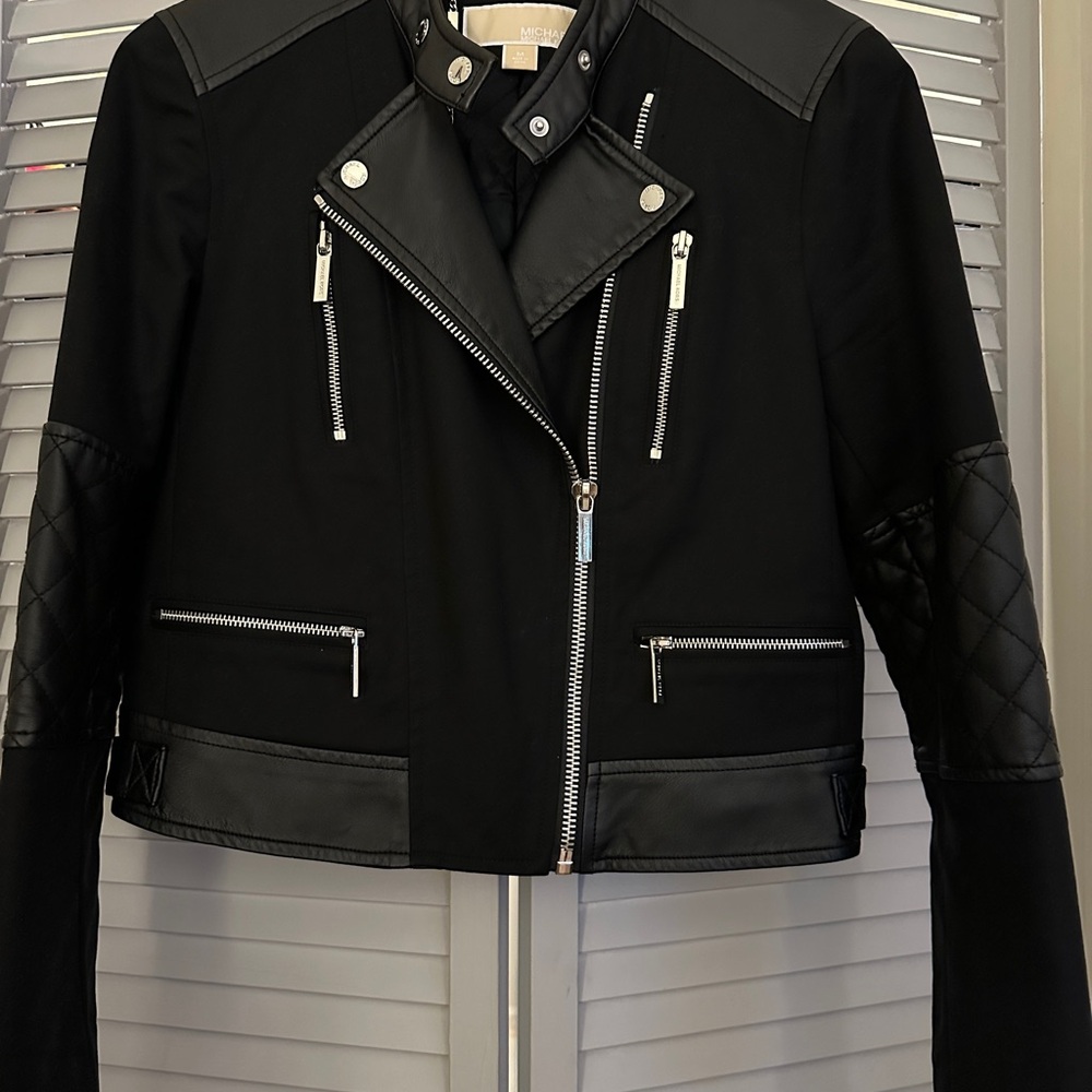 MICHAEL Michael Kors Black Leather Moto Jacket